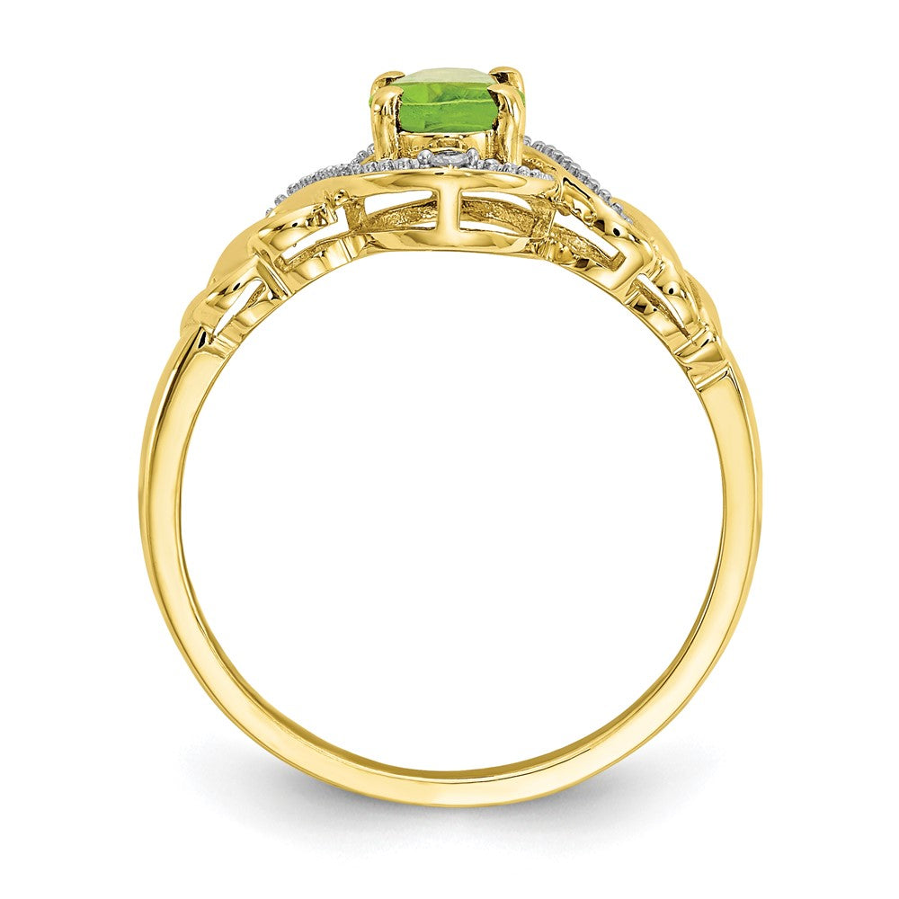 10k 7x5mm Oval August/ Peridot and Diamond Ring