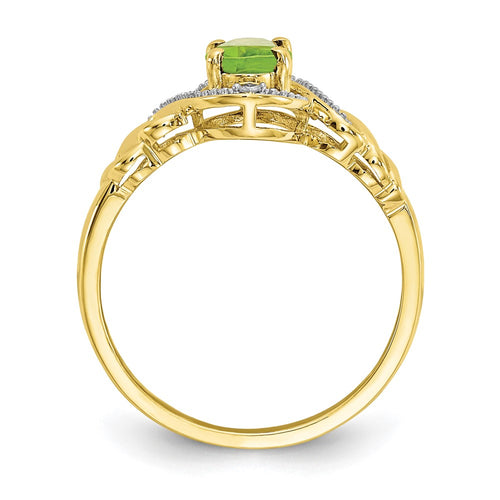 10k 7x5mm Oval August/ Peridot and Diamond Ring
