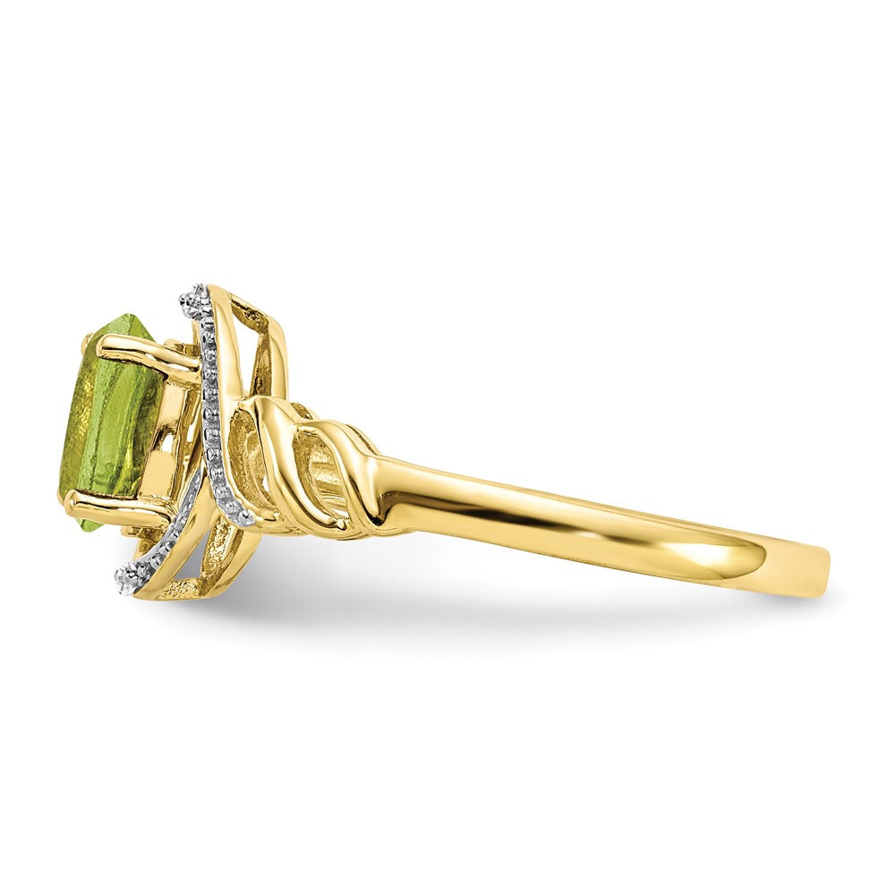 10k 7x5mm Oval August/ Peridot and Diamond Ring