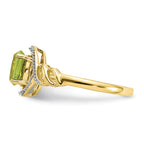 10k 7x5mm Oval August/ Peridot and Diamond Ring