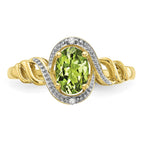 10k 7x5mm Oval August/ Peridot and Diamond Ring