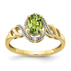 10k 7x5mm Oval August/ Peridot and Diamond Ring
