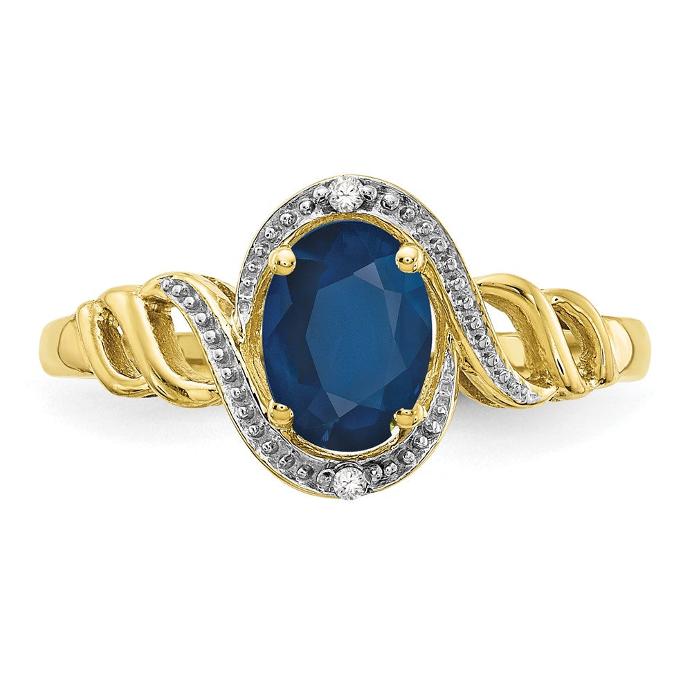 10k 7x5mm Oval September/ Sapphire and Diamond Ring