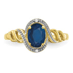 10k 7x5mm Oval September/ Sapphire and Diamond Ring