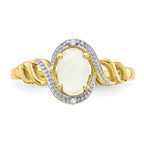 10k 7x5mm Oval October/ Opal and Diamond Ring