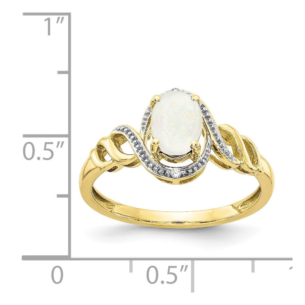 10k 7x5mm Oval October/ Opal and Diamond Ring