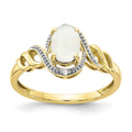 10k 7x5mm Oval October/ Opal and Diamond Ring