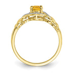 10k 7x5mm Oval November/ Citrine and Diamond Ring