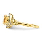 10k 7x5mm Oval November/ Citrine and Diamond Ring
