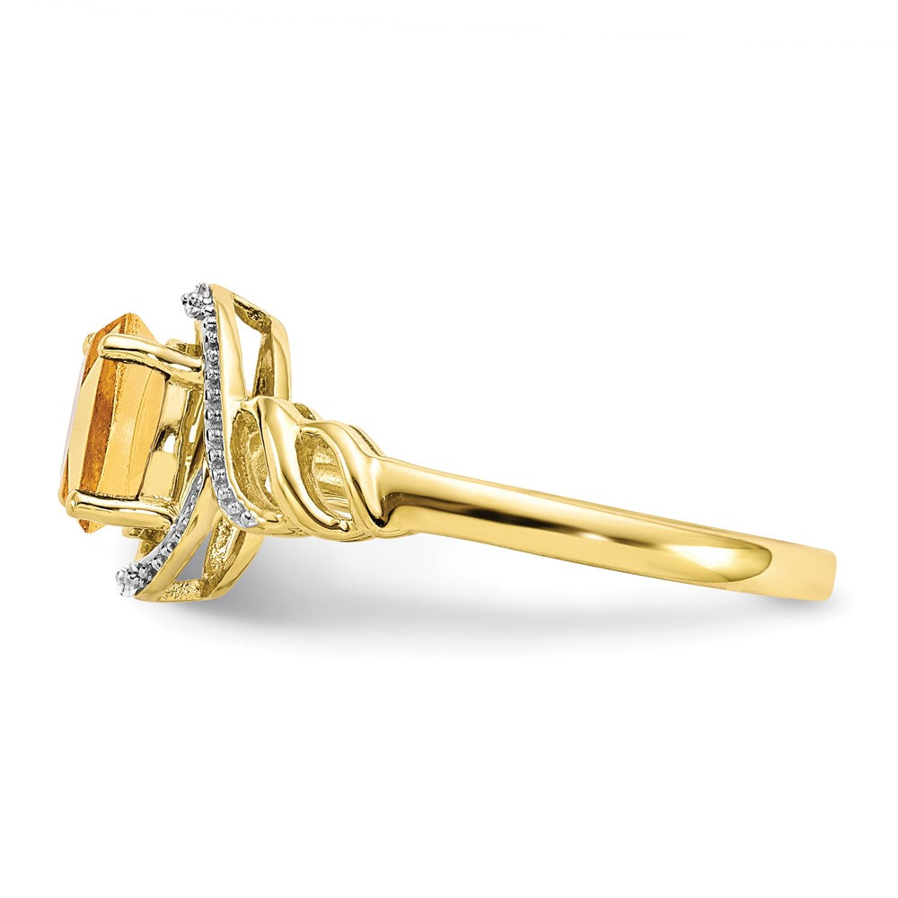 10k 7x5mm Oval November/ Citrine and Diamond Ring