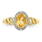 10k 7x5mm Oval November/ Citrine and Diamond Ring