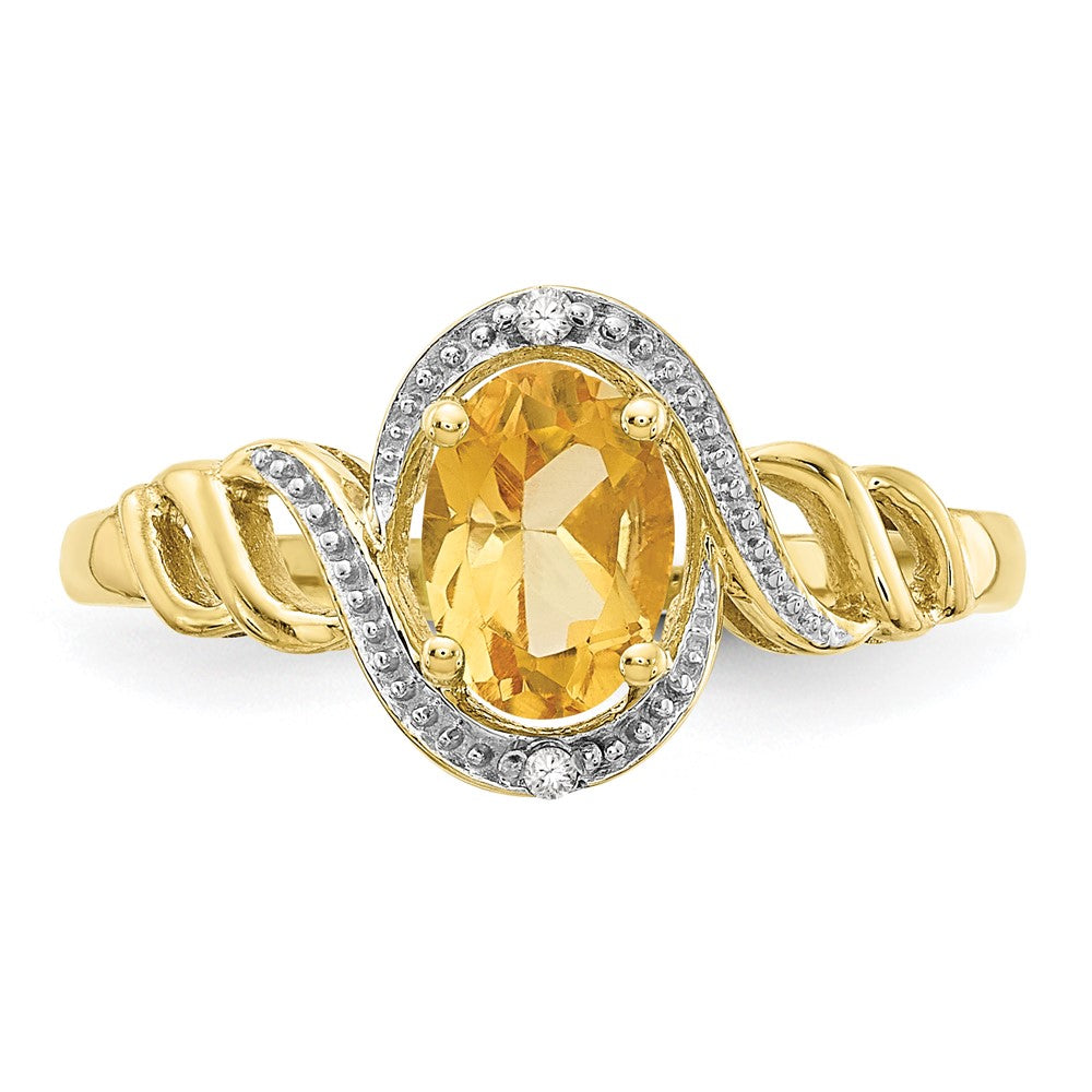 10k 7x5mm Oval November/ Citrine and Diamond Ring