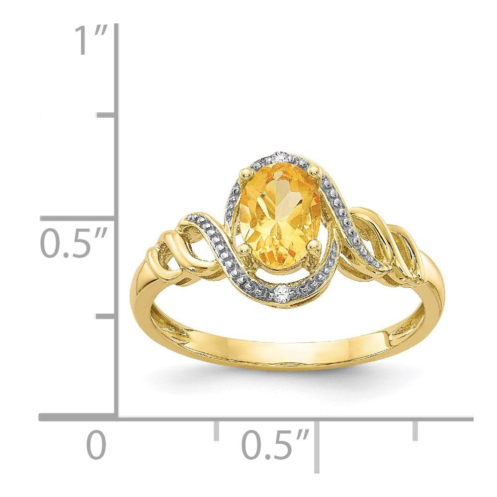 10k 7x5mm Oval November/ Citrine and Diamond Ring