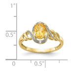 10k 7x5mm Oval November/ Citrine and Diamond Ring