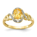 10k 7x5mm Oval November/ Citrine and Diamond Ring