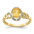 10k 7x5mm Oval November/ Citrine and Diamond Ring