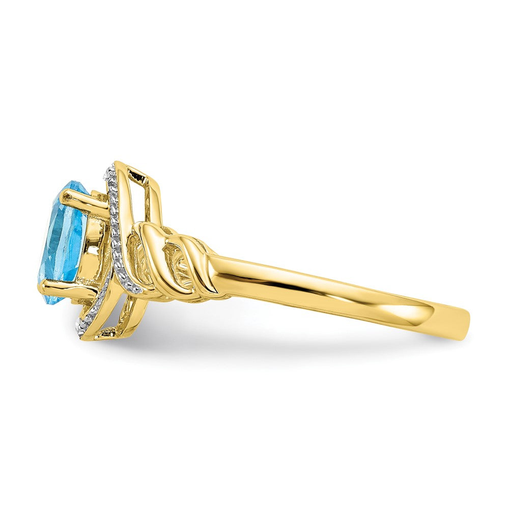 10k 7x5mm Oval December/ Light Swiss Blue Topaz and Diamond Ring