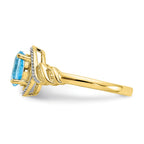 10k 7x5mm Oval December/ Light Swiss Blue Topaz and Diamond Ring