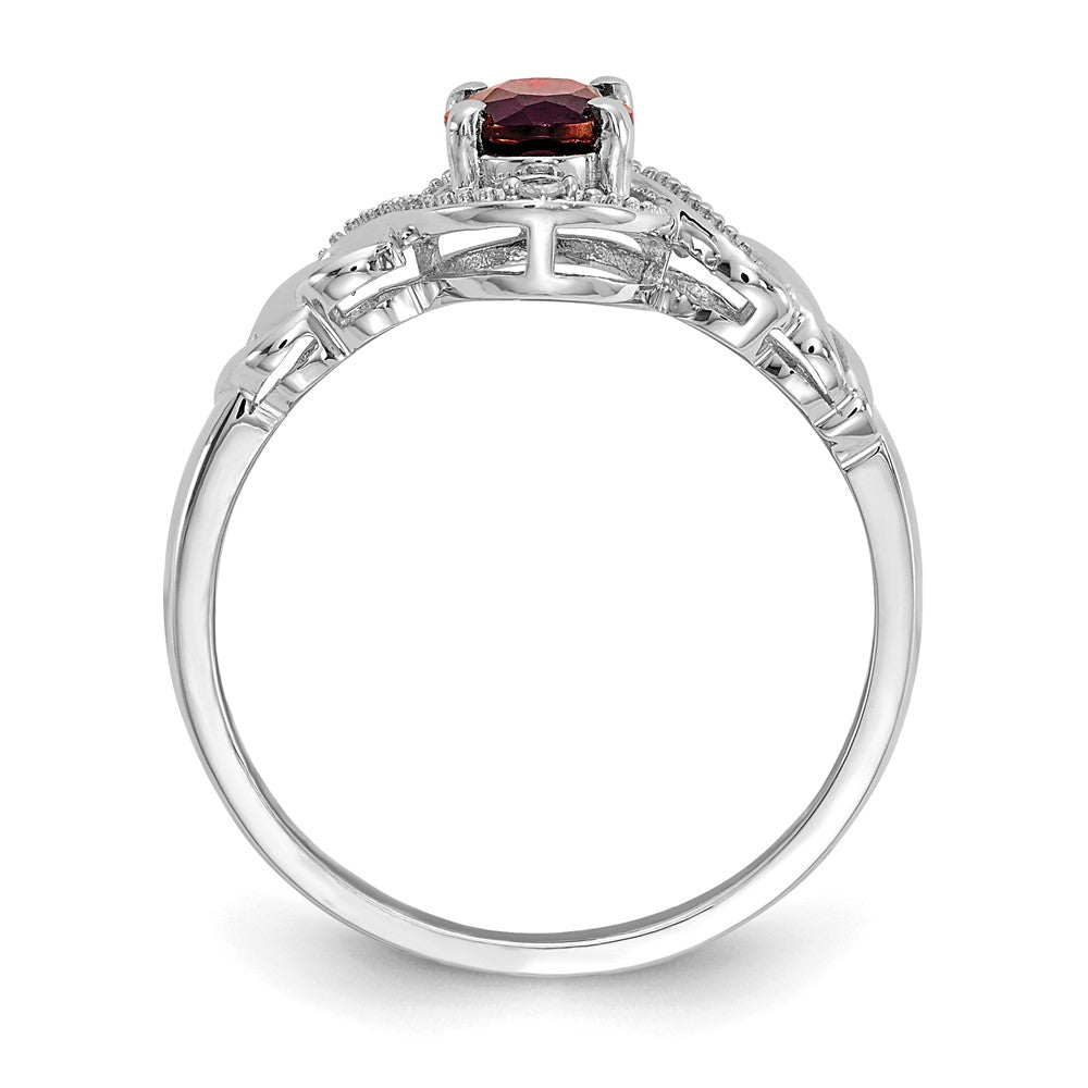 10k White Gold 7x5mm Oval January/ Garnet and Diamond Ring