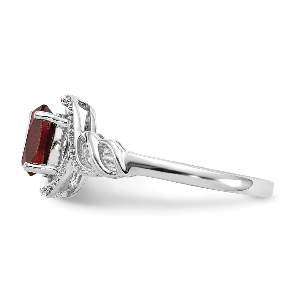 10k White Gold 7x5mm Oval January/ Garnet and Diamond Ring