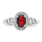 10k White Gold 7x5mm Oval January/ Garnet and Diamond Ring