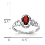 10k White Gold 7x5mm Oval January/ Garnet and Diamond Ring
