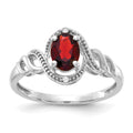 10k White Gold 7x5mm Oval January/ Garnet and Diamond Ring