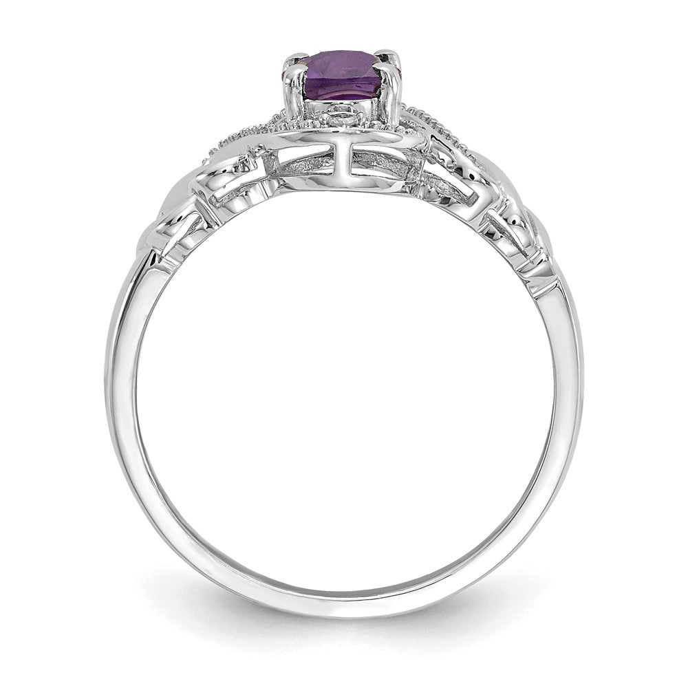 10k White Gold 7x5mm Oval February/ Amethyst and Diamond Ring