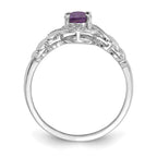 10k White Gold 7x5mm Oval February/ Amethyst and Diamond Ring