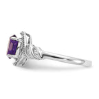 10k White Gold 7x5mm Oval February/ Amethyst and Diamond Ring