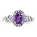 10k White Gold 7x5mm Oval February/ Amethyst and Diamond Ring