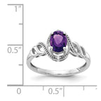 10k White Gold 7x5mm Oval February/ Amethyst and Diamond Ring