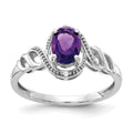 10k White Gold 7x5mm Oval February/ Amethyst and Diamond Ring