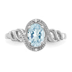 10k White Gold 7x5mm Oval March/ Aquamarine and Diamond Ring