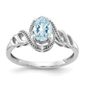 10k White Gold 7x5mm Oval March/ Aquamarine and Diamond Ring