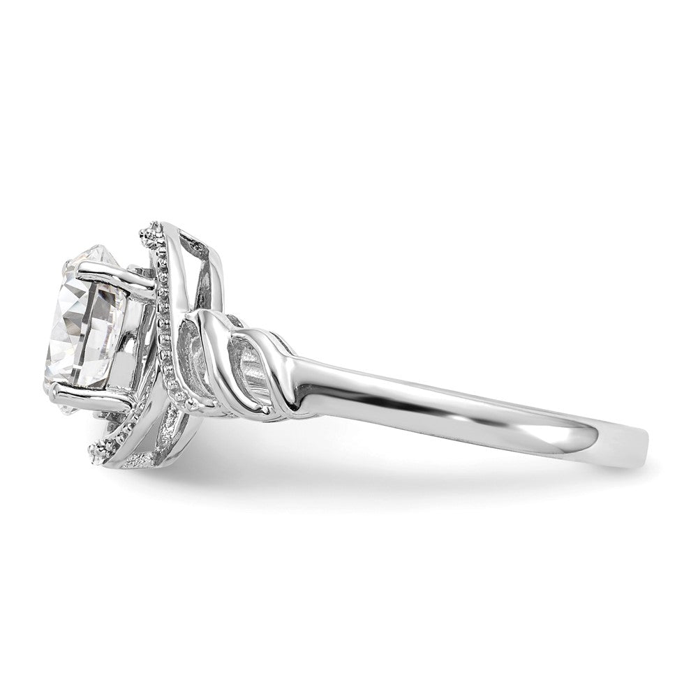 10k White Gold 7x5mm Oval April/ White Topaz and Diamond Ring