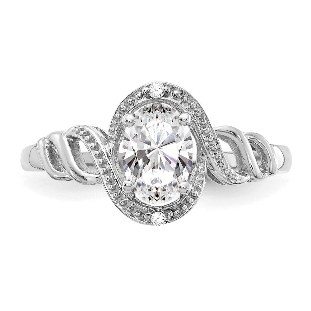 10k White Gold 7x5mm Oval April/ White Topaz and Diamond Ring