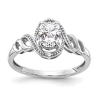 10k White Gold 7x5mm Oval April/ White Topaz and Diamond Ring