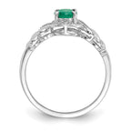 10k White Gold 7x5mm Oval May/ Emerald and Diamond Ring