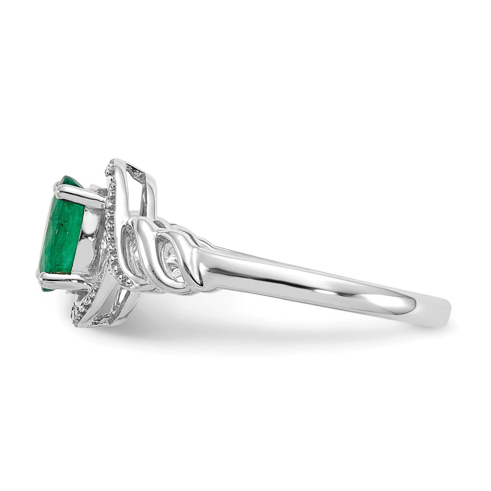 10k White Gold 7x5mm Oval May/ Emerald and Diamond Ring