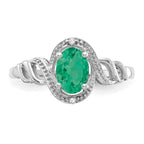 10k White Gold 7x5mm Oval May/ Emerald and Diamond Ring