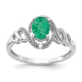 10k White Gold 7x5mm Oval May/ Emerald and Diamond Ring