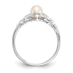 10k White Gold 5.5mm June/ Freshwater Cultured Pearl and Diamond Ring