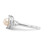 10k White Gold 5.5mm June/ Freshwater Cultured Pearl and Diamond Ring