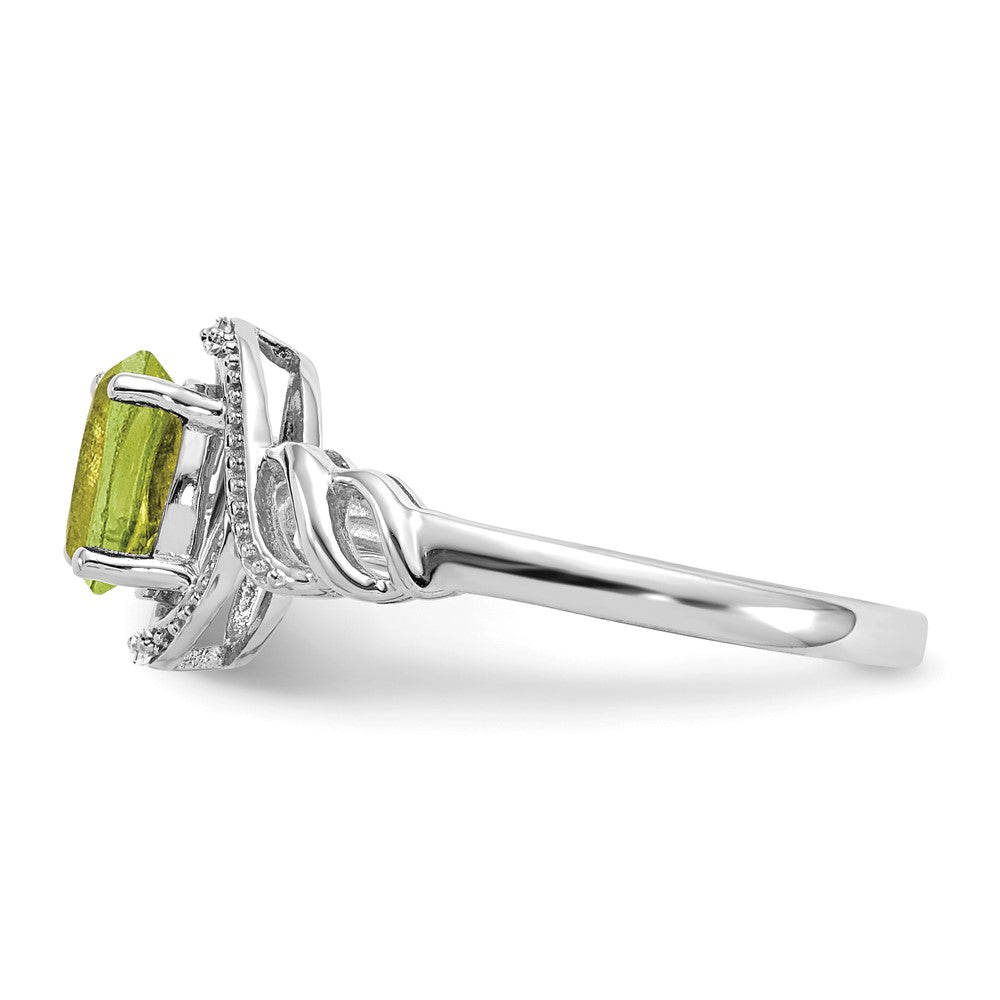 10k White Gold 7x5mm Oval August/ Peridot and Diamond Ring
