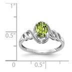 10k White Gold 7x5mm Oval August/ Peridot and Diamond Ring