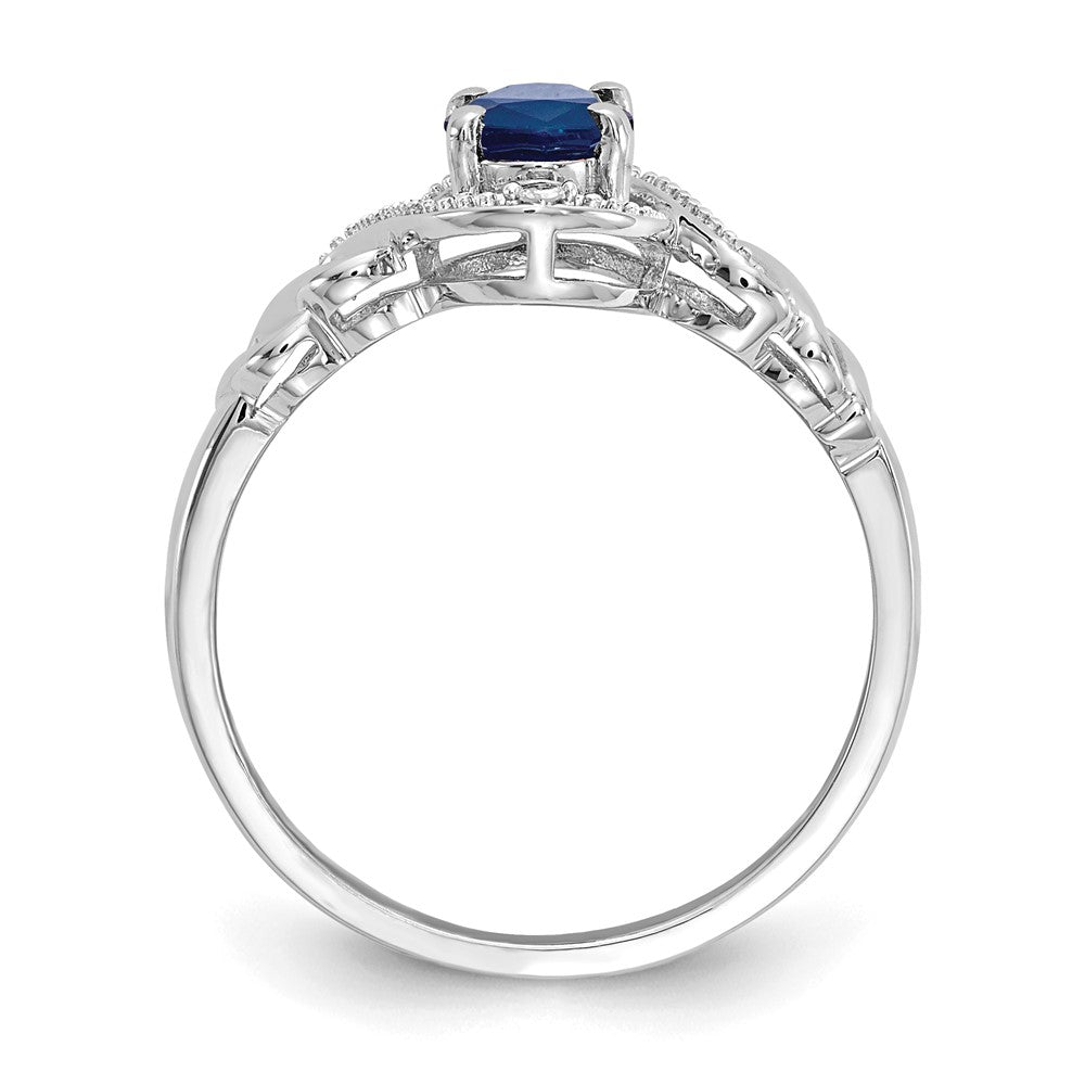 10k White Gold 7x5mm Oval September/ Sapphire and Diamond Ring