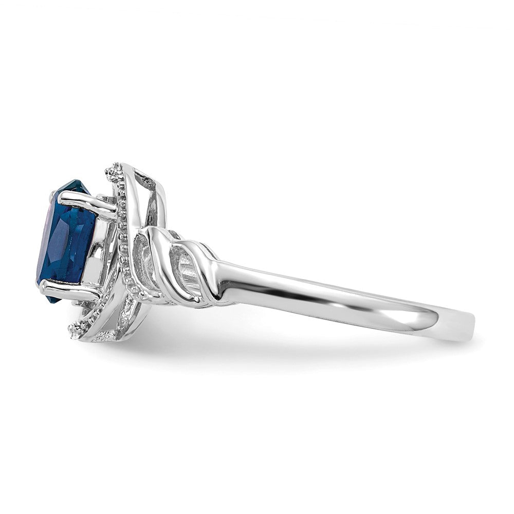 10k White Gold 7x5mm Oval September/ Sapphire and Diamond Ring