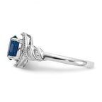 10k White Gold 7x5mm Oval September/ Sapphire and Diamond Ring