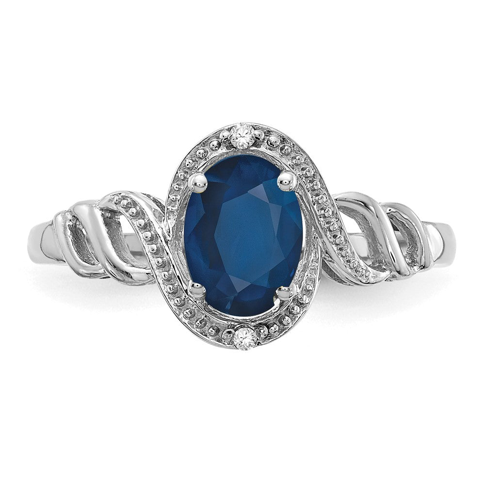 10k White Gold 7x5mm Oval September/ Sapphire and Diamond Ring